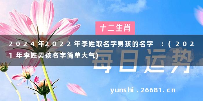 2024年2022年李姓取名字男孩的名字 :(2021年李姓男孩名字简单大气)